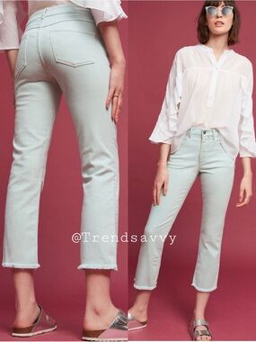 Anthropologie Pilcro Mint High Rise Cropped Slim Flare Jeans 26 NWT